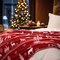 Printed Fleece Throw Blanket, No Shed No Pilling Ultra Soft Plush Cozy Xmas Prints Theme Home Décor Flannel Blanket for Bed, Sofa, Couch and Gift, 50" x 60", Reindeer and Trees, Red